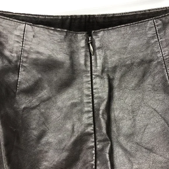 Theory Size 2 Leather Black Brown Chocolate Dark Brown Mini Skirt - Picture 8 of 16